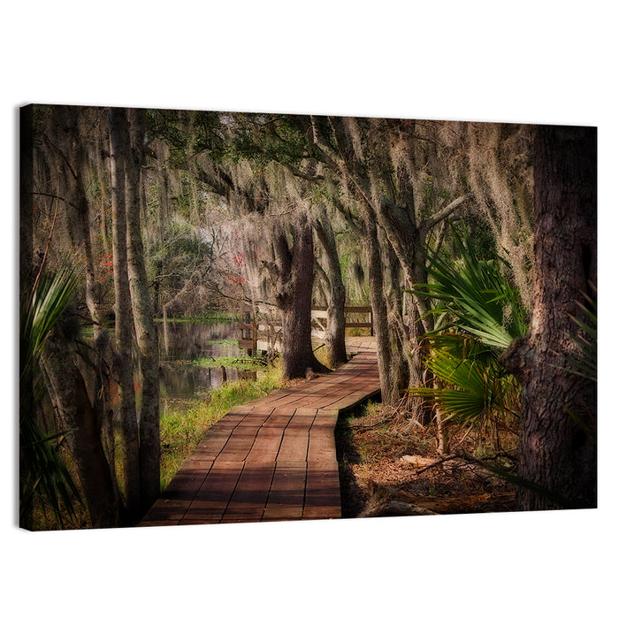 Louisiana Swamp Boardwalk Wall Art as a canvas print