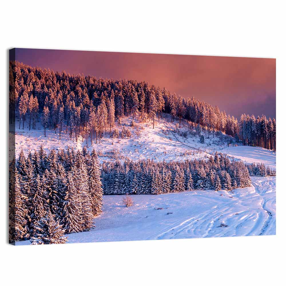 Idyllic Winter Mountain Sunset Wall Art, canvas print, landscape