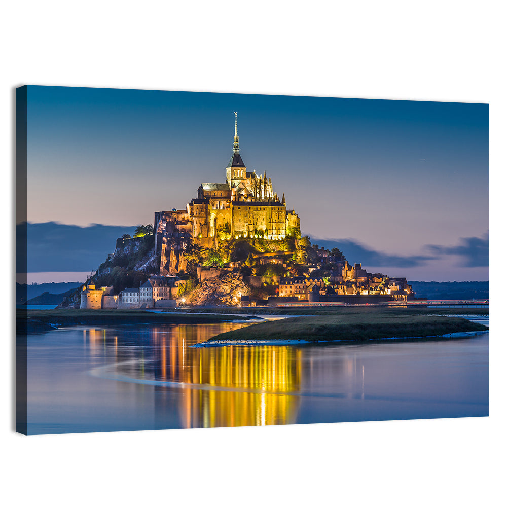 Mont Saint-michel at Dusk Wall Art, canvas print, landscape