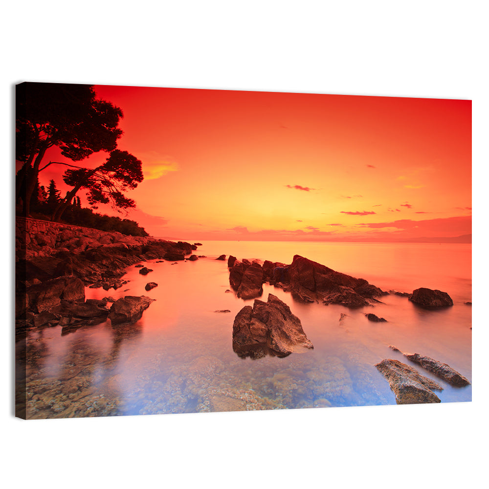 Brac Island Fiery Sunset Wall Art, canvas print, landscape