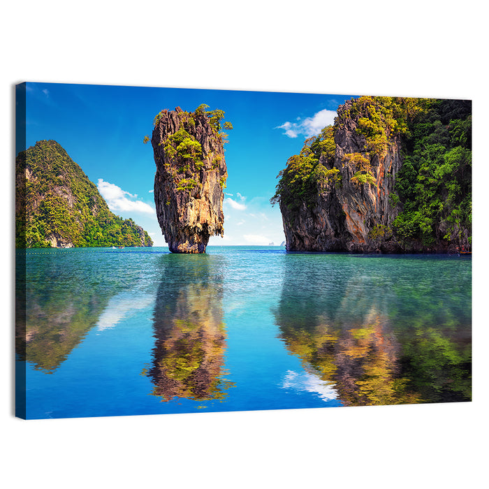 Ko Tapu Limestone Stack, Phang Nga Wall Art as a canvas print