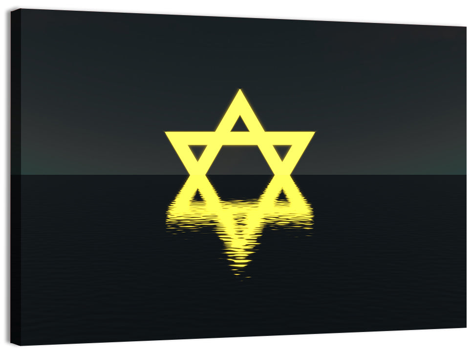 Glowing Star of David Reflection Wall Art, canvas print, landscape