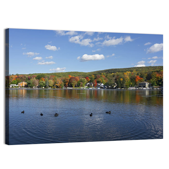 Greenwood Lake Autumn Landscape Wall Art as a canvas print