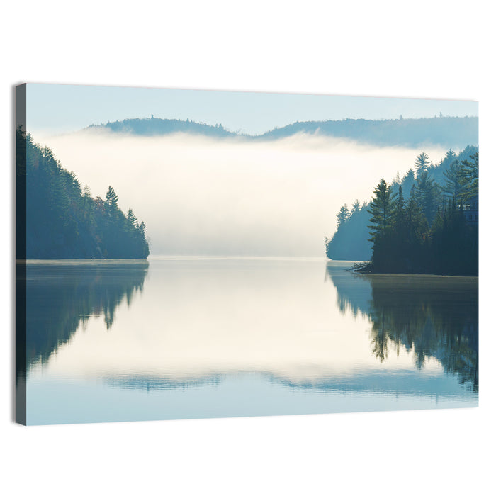 Foggy Lake Morning Wall Art as a canvas print
