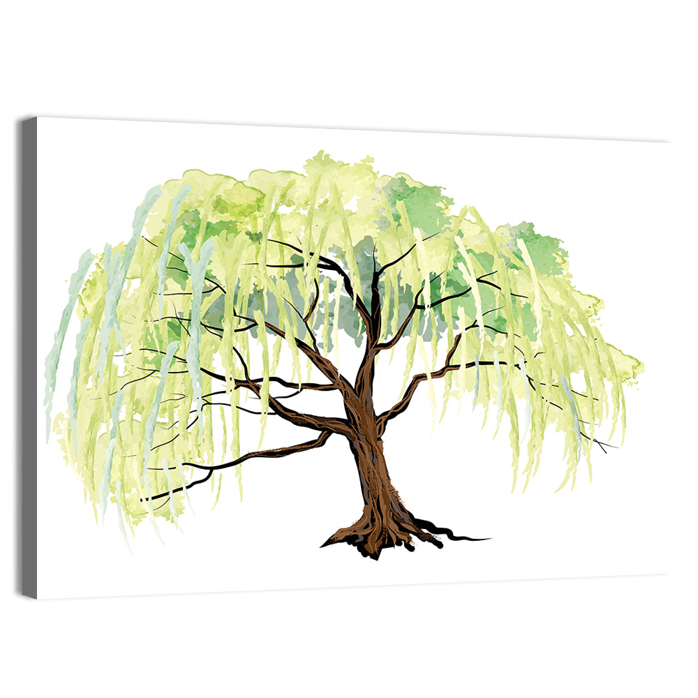 Weeping Willow Watercolor Sketch Wall Art, canvas print, landscape