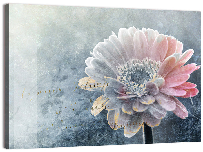 Winter Gerbera with Golden Script Wall Art as a canvas print