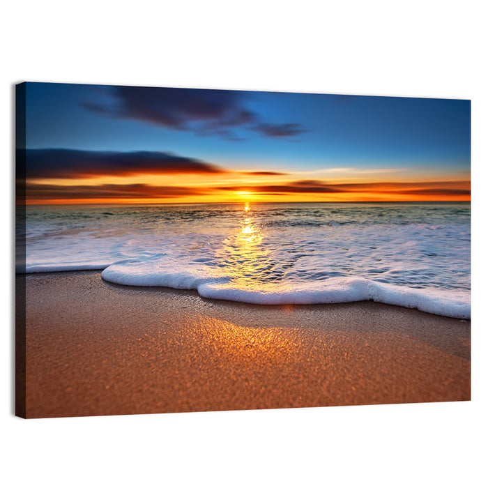 Sun Flare Beach Sunrise Wall Art as a canvas print