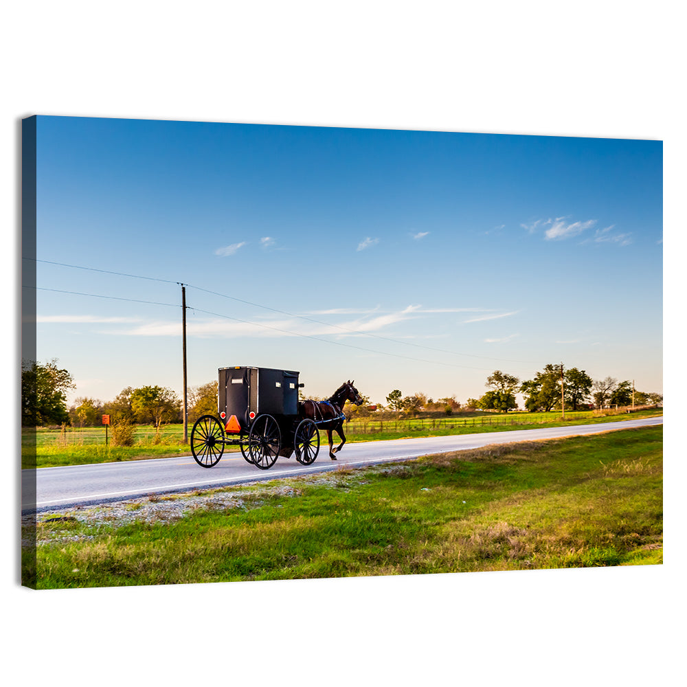 Amish Horse and Buggy, Oklahoma Wall Art, canvas print, landscape