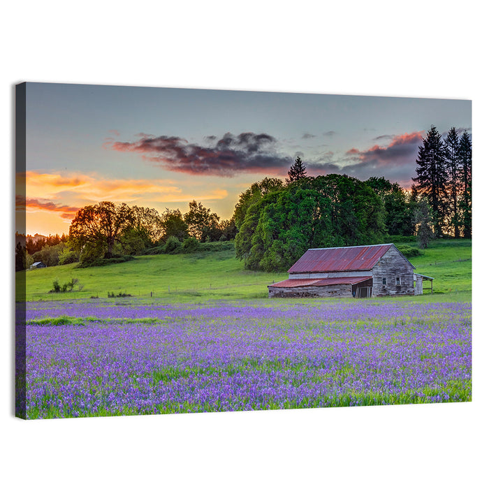 Willamette Valley Barn at Sunset Wall Art as a canvas print