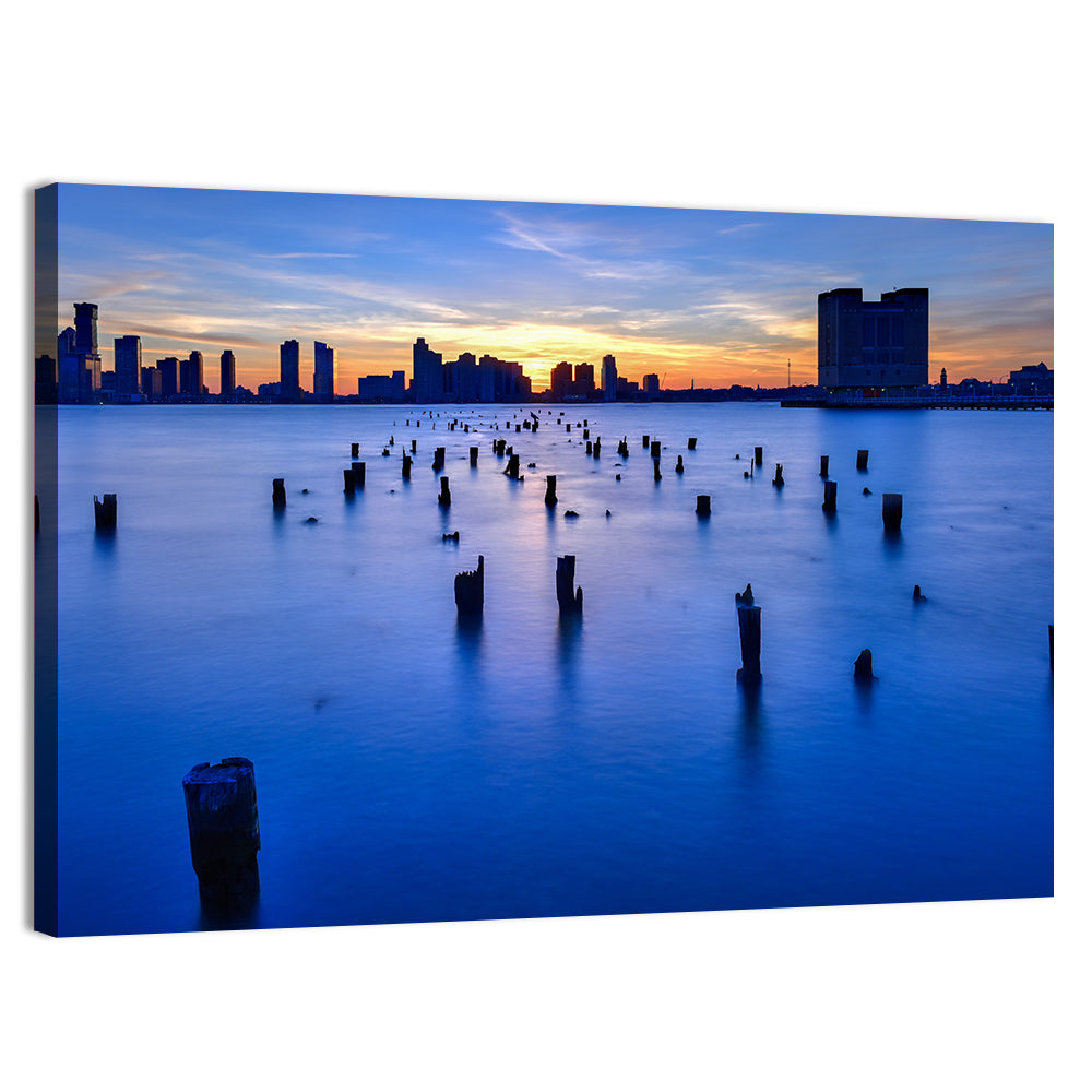 Jersey City Skyline at Dusk Wall Art, canvas print, landscape