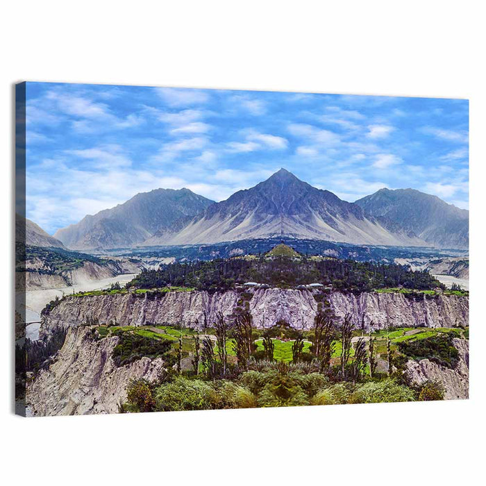Karimabad Valley Reflection Wall Art as a canvas print