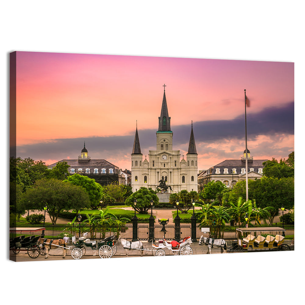 Jackson Square at Dusk Wall Art, canvas print, landscape