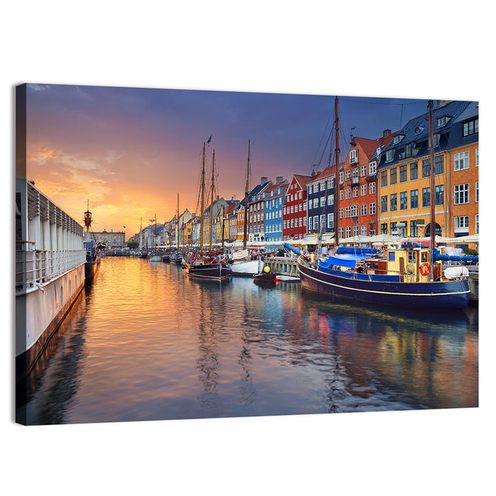 Nyhavn Canal at Sunset Wall Art as a canvas print