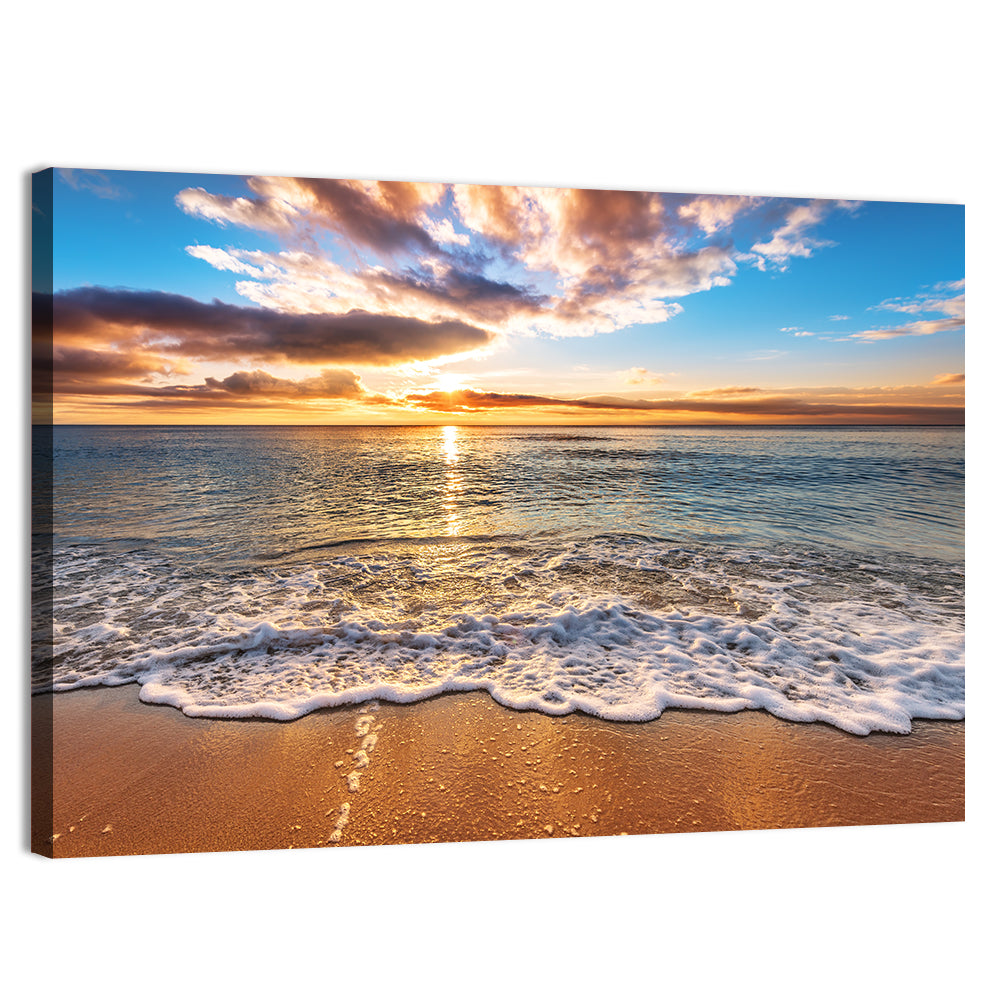 Golden Beach Sunrise Wall Art, canvas print, landscape