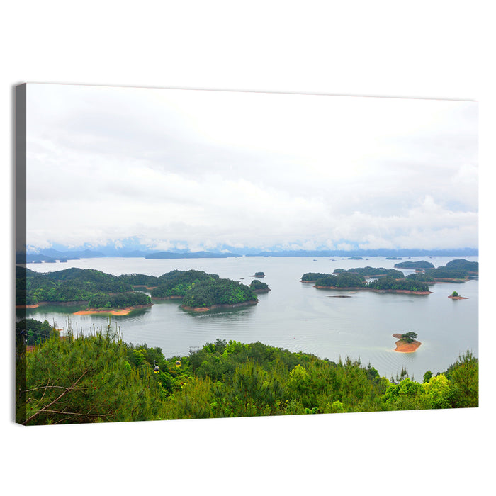 Qiandao Lake Islands View Wall Art as a canvas print