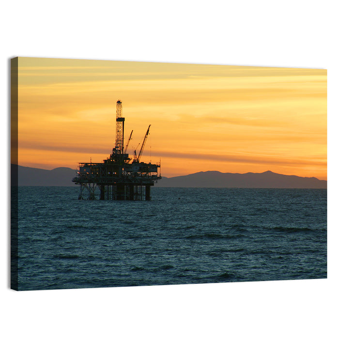 California Oil Rig at Sunset Wall Art as a canvas print