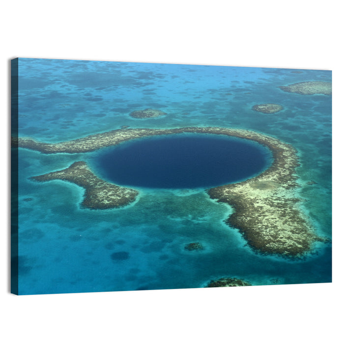 Great Blue Hole Aerial View Belize Wall Art as a canvas print