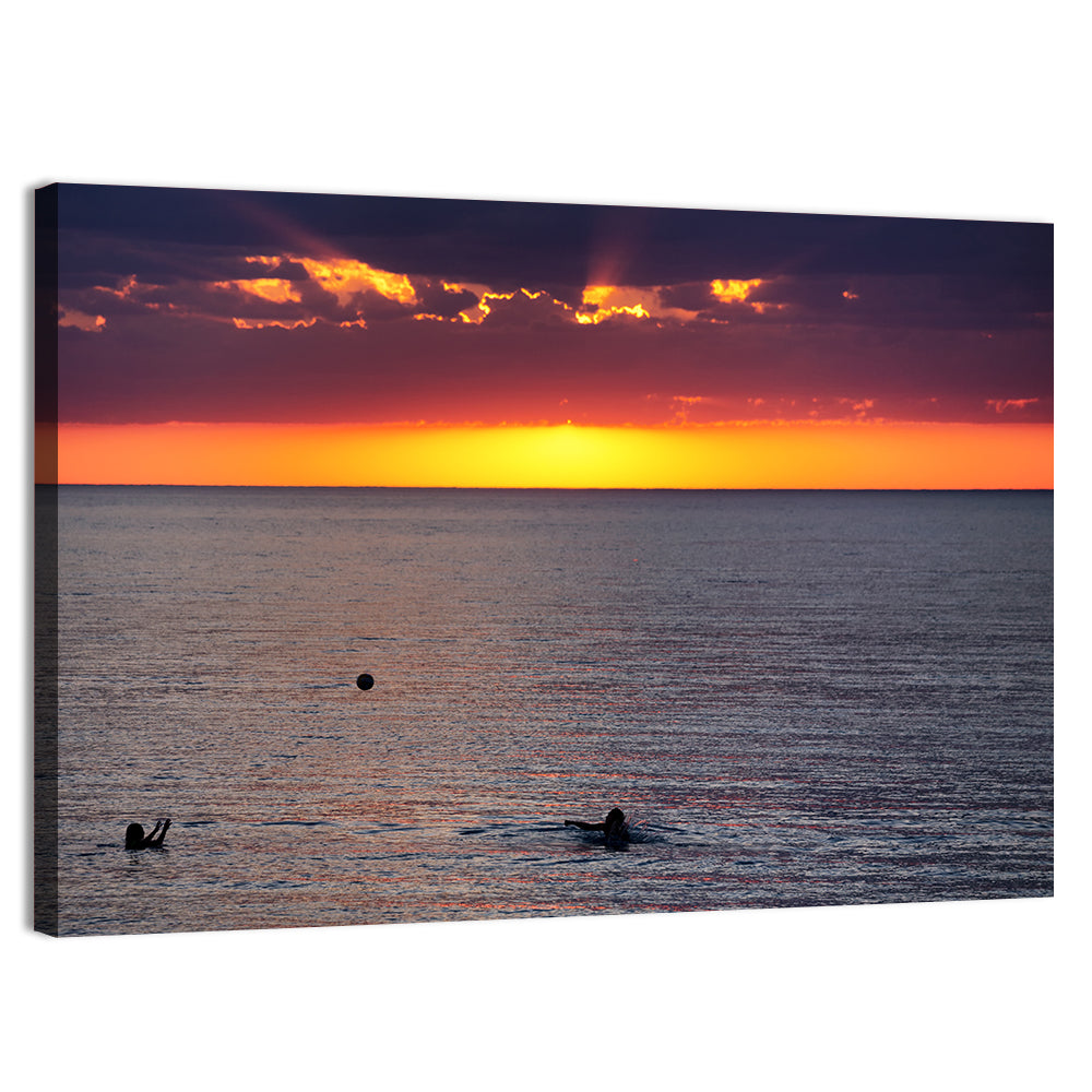 Balkhash Sunset Silhouettes Wall Art, canvas print, landscape