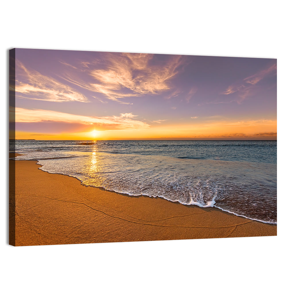 Sunrise Over Ocean Beach Wall Art, canvas print, landscape