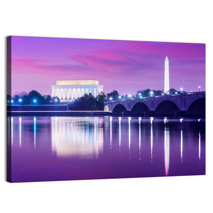 Purple Twilight Washington D.c. Skyline Wall Art as a canvas print