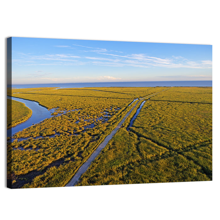 Delaware Bay Marshland Aerial Wall Art as a canvas print