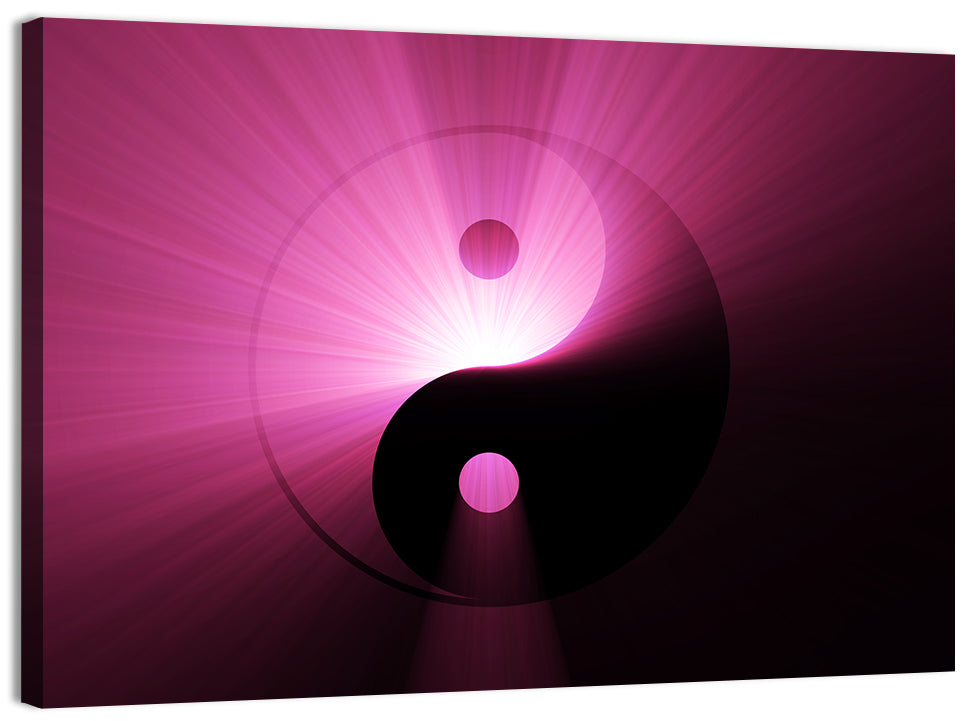 Magenta Yin Yang Symbol Wall Art, canvas print, landscape