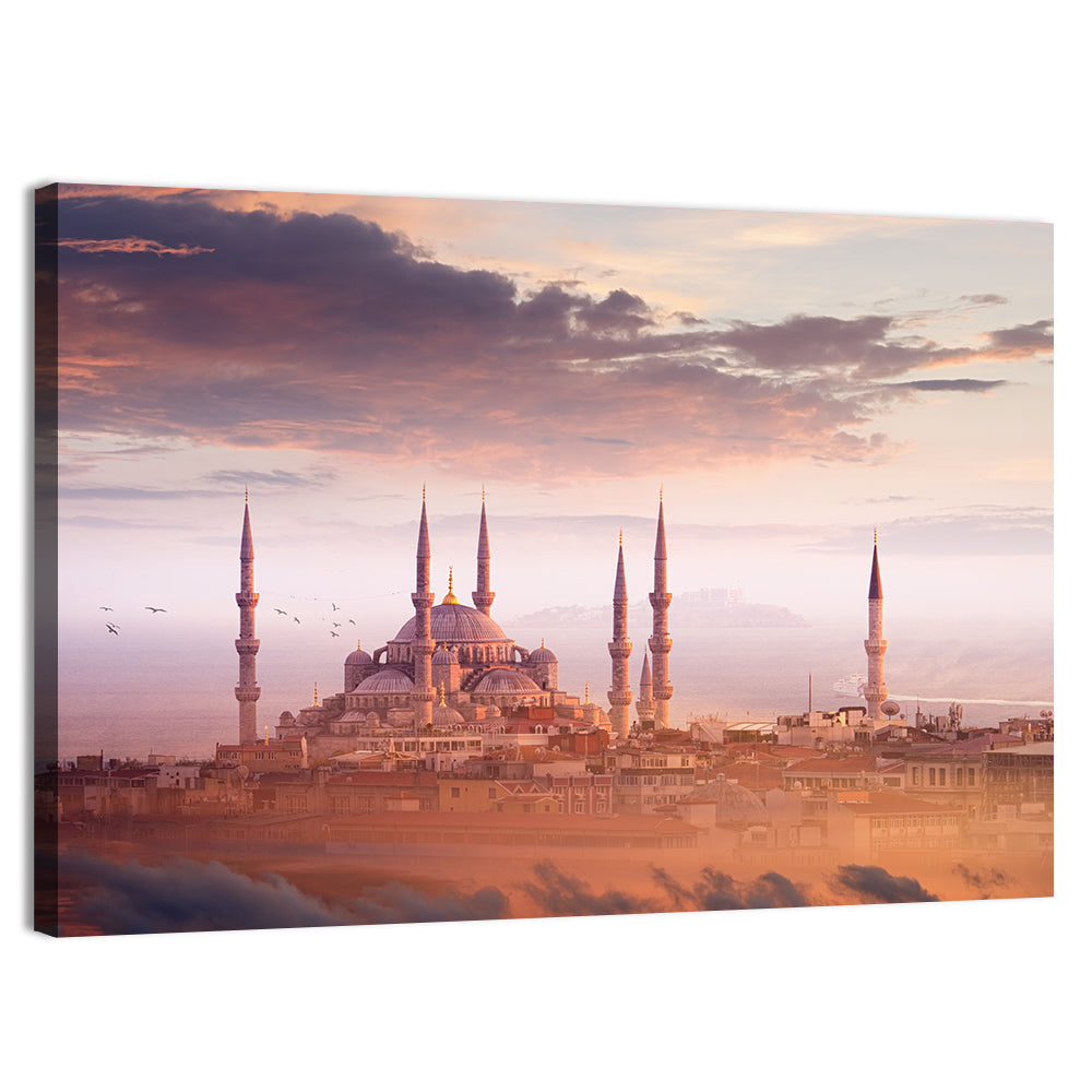 Blue Mosque Sunset, Istanbul Wall Art, canvas print, landscape