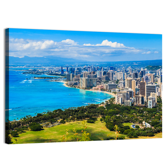 Honolulu Skyline Wall Art as a canvas print