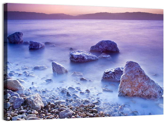 Dead Sea Salt Rocks at Dawn Wall Art as a canvas print