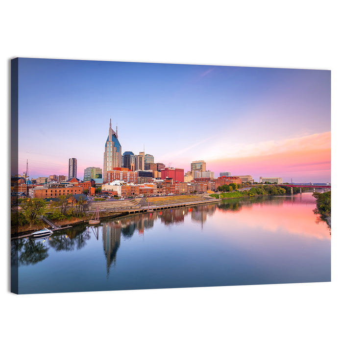 Nashville Skyline at Dusk Wall Art as a canvas print