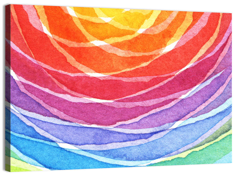 Radiant Rainbow Watercolor Arcs Wall Art, canvas print, landscape