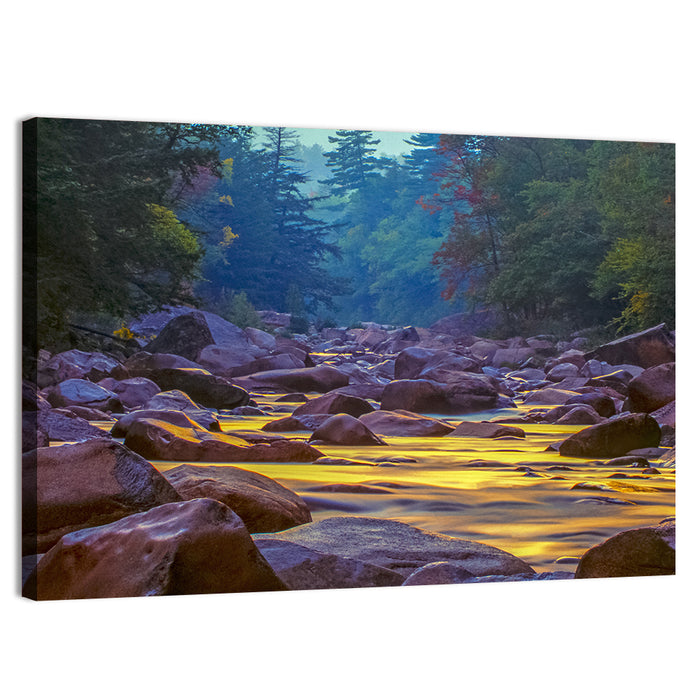 Swift River at Golden Hour, New Hampshire Wall Art as a canvas print