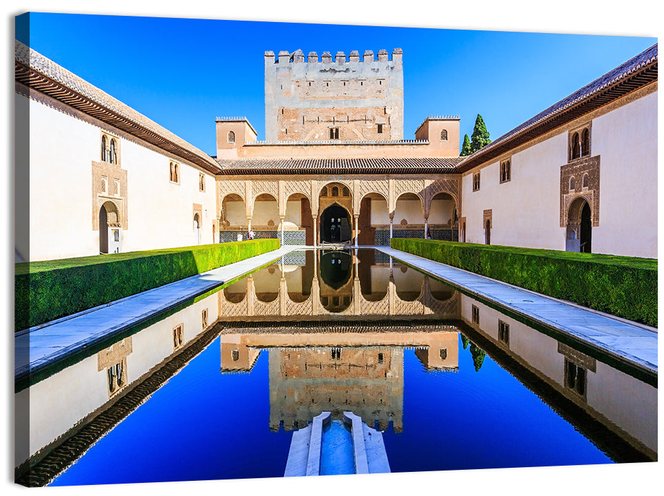 Court of the Myrtles, Alhambra Granada Wall Art, canvas print, landscape