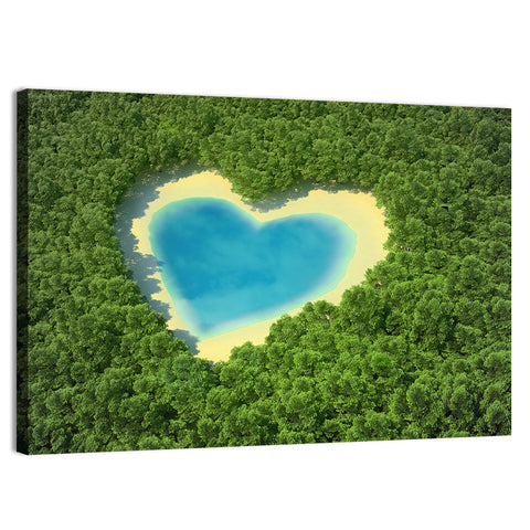Heart-shaped Pond Aerial View Wall Art