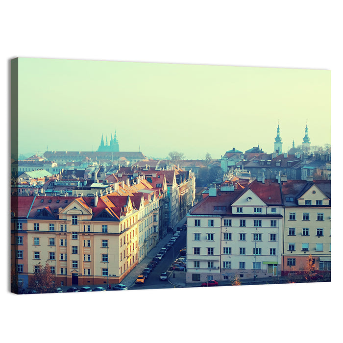 Prague Rooftops with St. Vitus Cathedral Wall Art as a canvas print