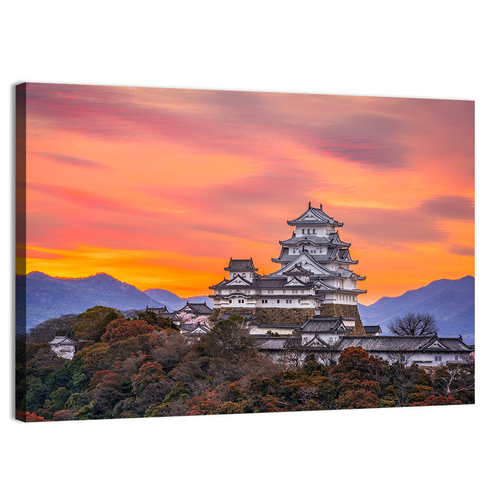 Himeji Castle at Sunrise Wall Art, canvas print, landscape
