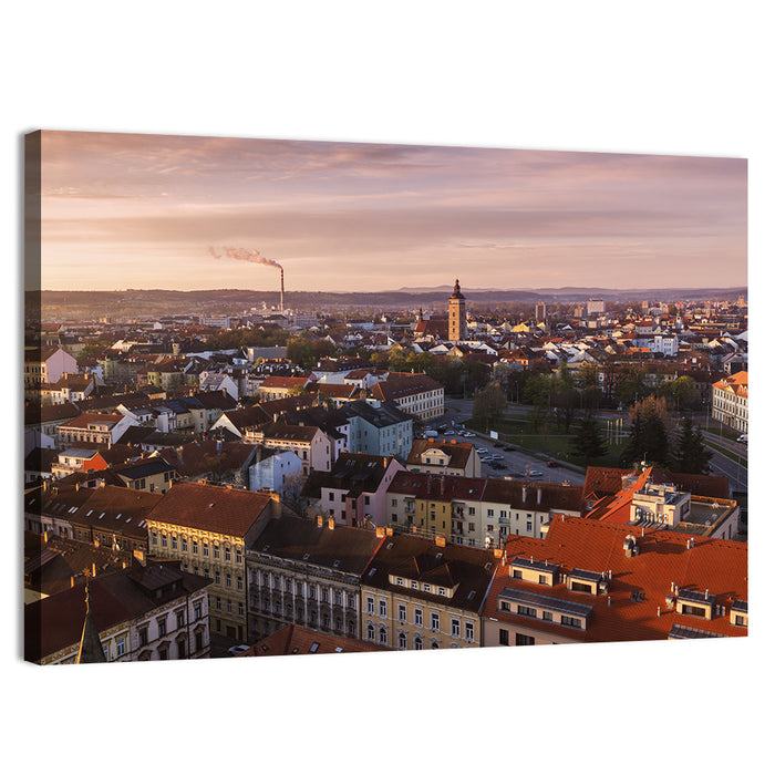 Red Tiled Rooftops at Golden Hour Wall Art as a canvas print
