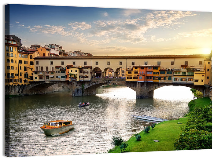 Ponte Vecchio at Golden Hour Wall Art as a canvas print