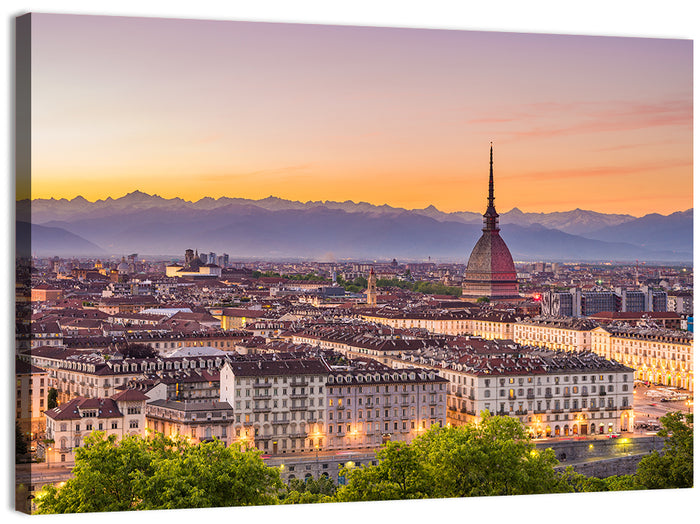 Turin Skyline at Golden Dusk Wall Art as a canvas print
