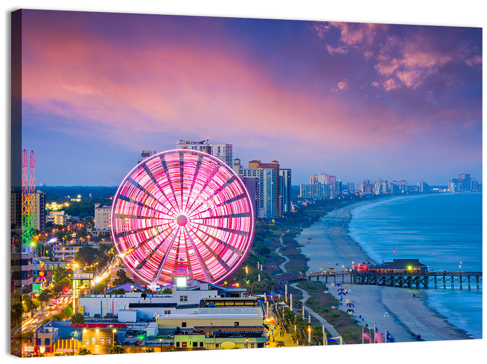 Myrtle Beach Skywheel at Twilight Wall Art, canvas print, landscape