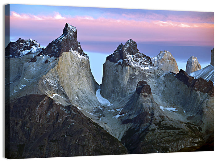 Los Cuernos Peak Valley, Torres Del Paine Wall Art as a canvas print