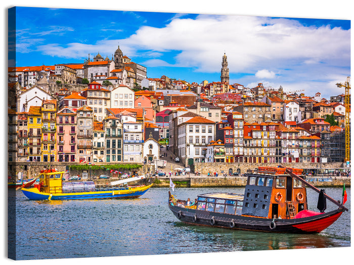 Porto Old Town Douro Riverfront Wall Art as a canvas print