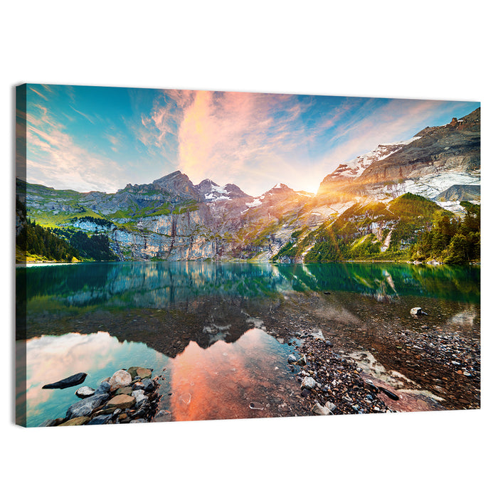 Oeschinensee Reflection Wall Art as a canvas print