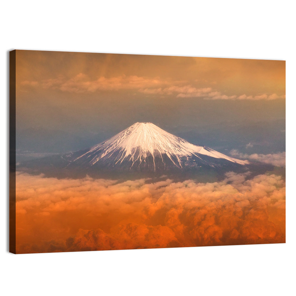 Snow-capped Mount Fuji at Sunset Wall Art, canvas print, landscape