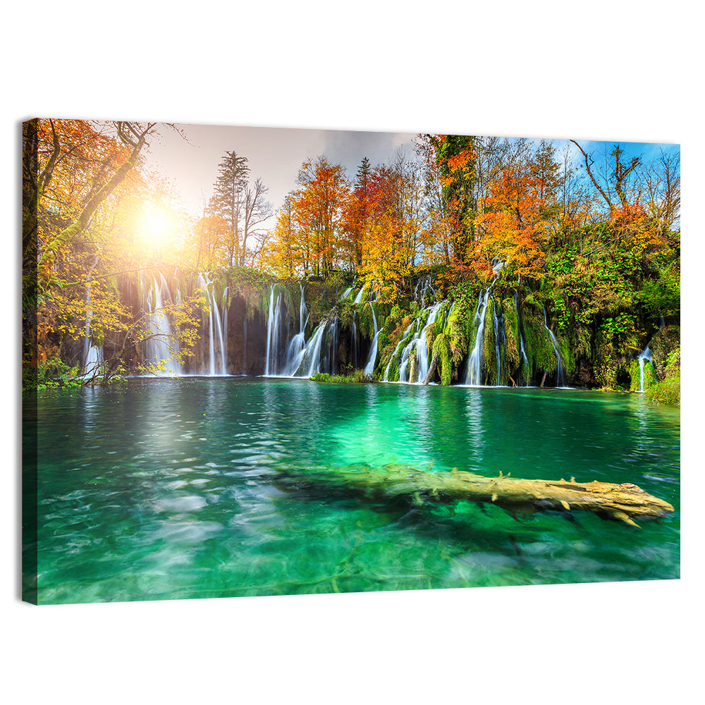 Autumn Waterfalls at Plitvice Lakes Wall Art, canvas print, landscape