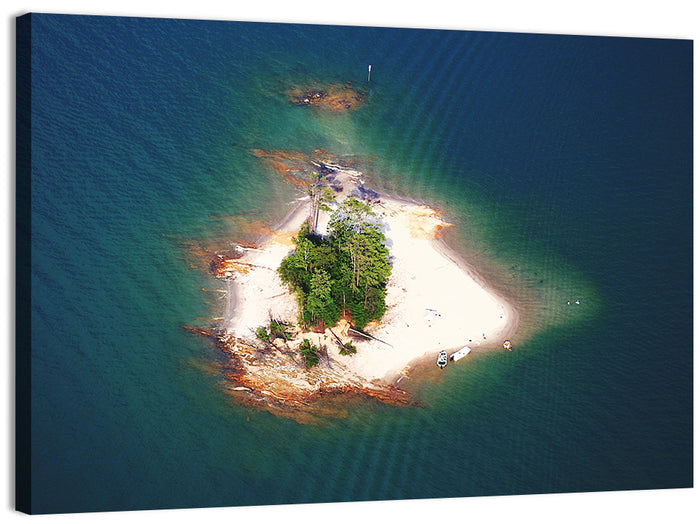 Lake Lanier Island Aerial View Wall Art as a canvas print