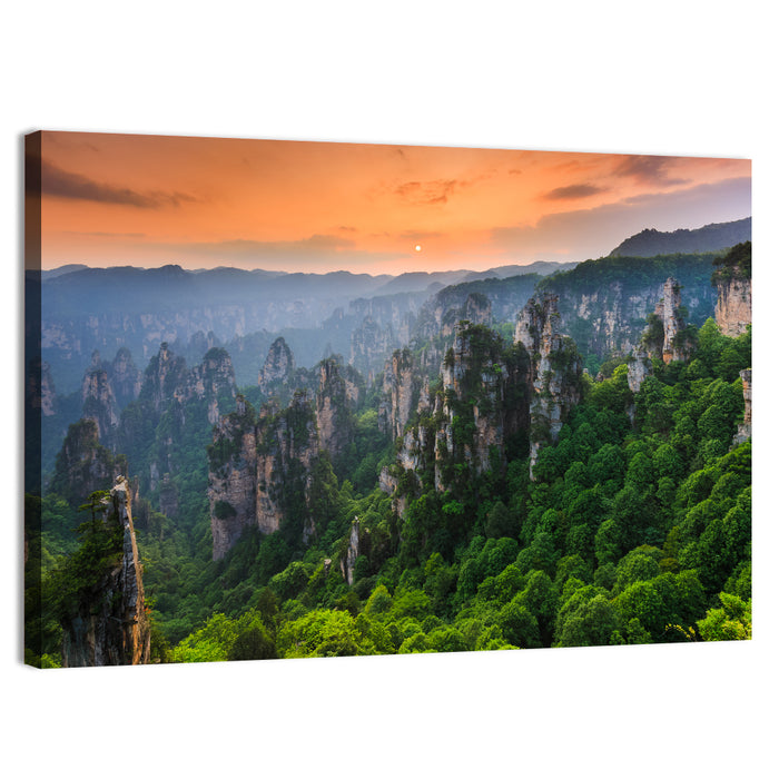 Zhangjiajie Forest at Sunset Wall Art as a canvas print