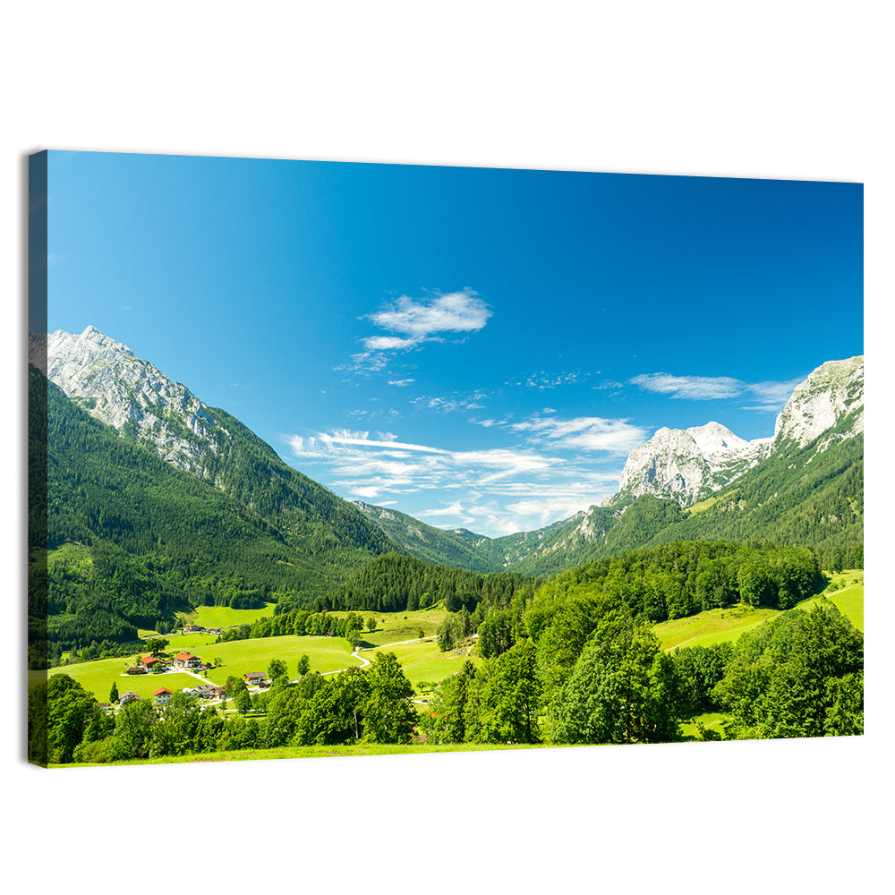 Bavarian Alpine Valley Wall Art, canvas print, landscape