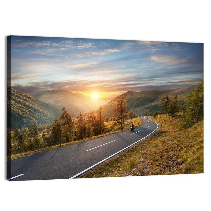 Alpine Highway at Golden Hour Wall Art as a canvas print