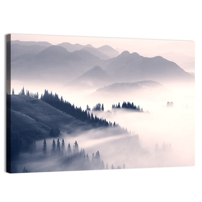 Carpathian Morning Mist Wall Art as a canvas print